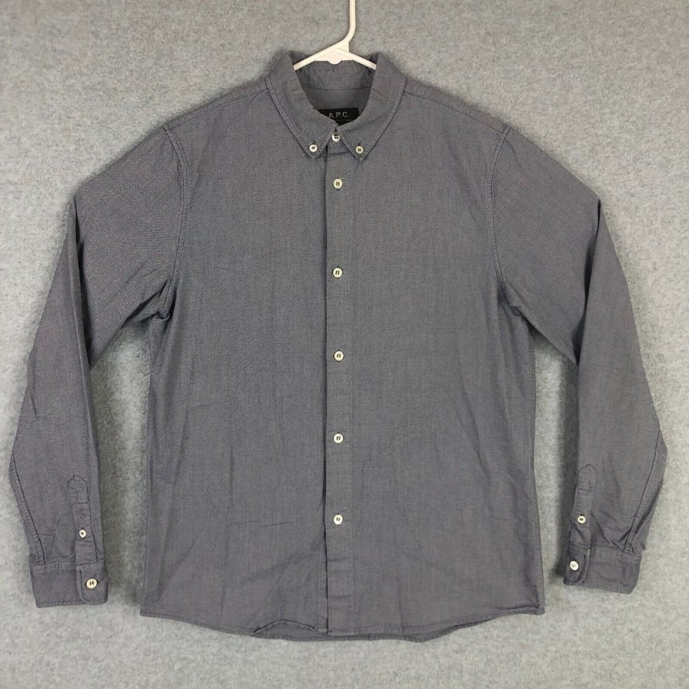 APC Shirt Adult Medium Gray A.P.C. Button Down Long Sleeve Dress Casual Mens